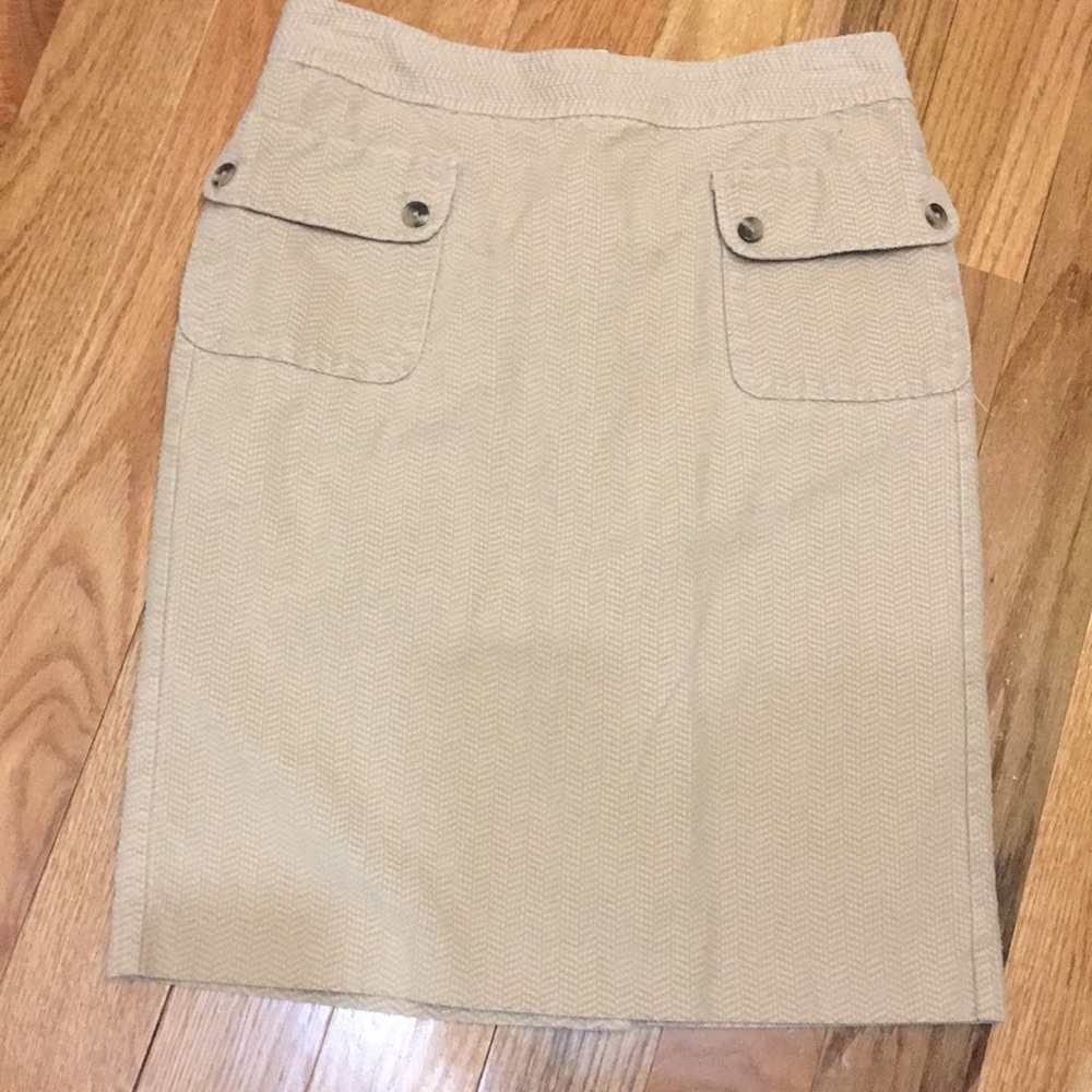 Tan chevron pattern corduroy pencil skirt